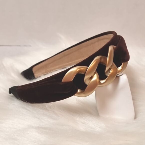 VELVET GOLD CHAIN LINK HEADBAND - Picture 6 of 7